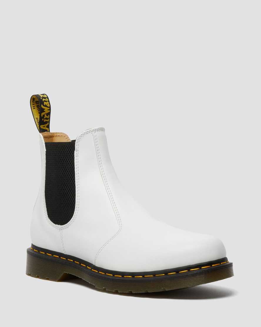 Dr. Martens 2976 Yellow Stitch Smooth Deri Erkek Chelsea Bot - Bot Beyaz |REDXQ5027|